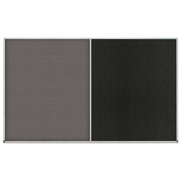 Triple Door Radius Corkboard, 72"x48", Sat, UV70055RC-SATIN-BLACK
